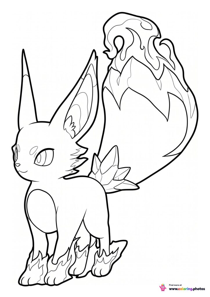 Foxparks the fire fox Pal from Palworld coloring page