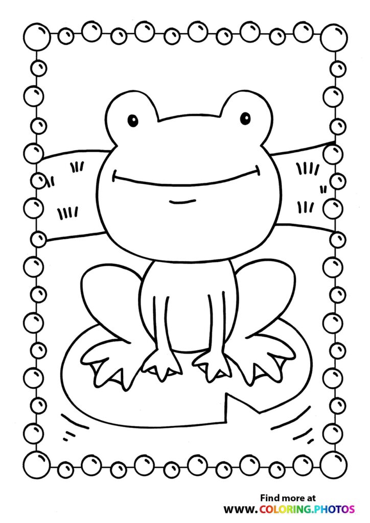 Frog sitting on a lily pad Coloring Pages for kids