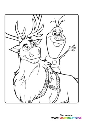 Frozn Olaf and Sven Coloring Page