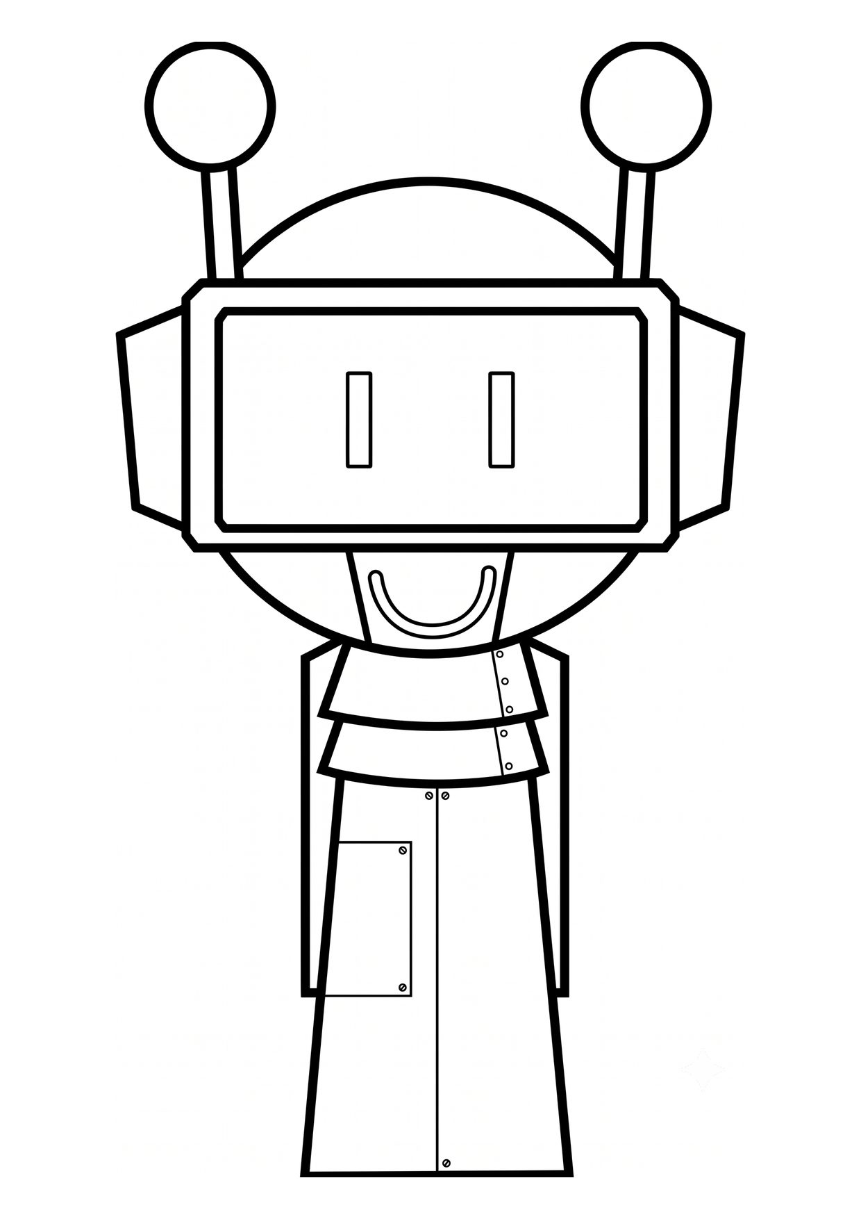 Fun Bot 3.0 coloring page from Sprunki showing the robot with a screen face and two antennas