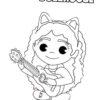 Gaby playing guitar - Gaby's Dollhouse coloring page