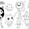 Gaby's Dollhouse - all characters coloring page