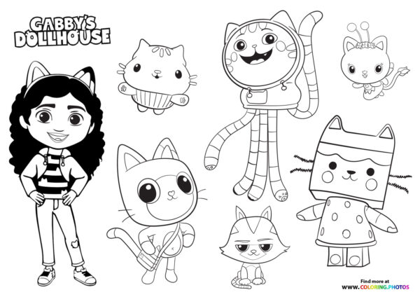 Gaby's Dollhouse - all characters - Coloring Pages for kids