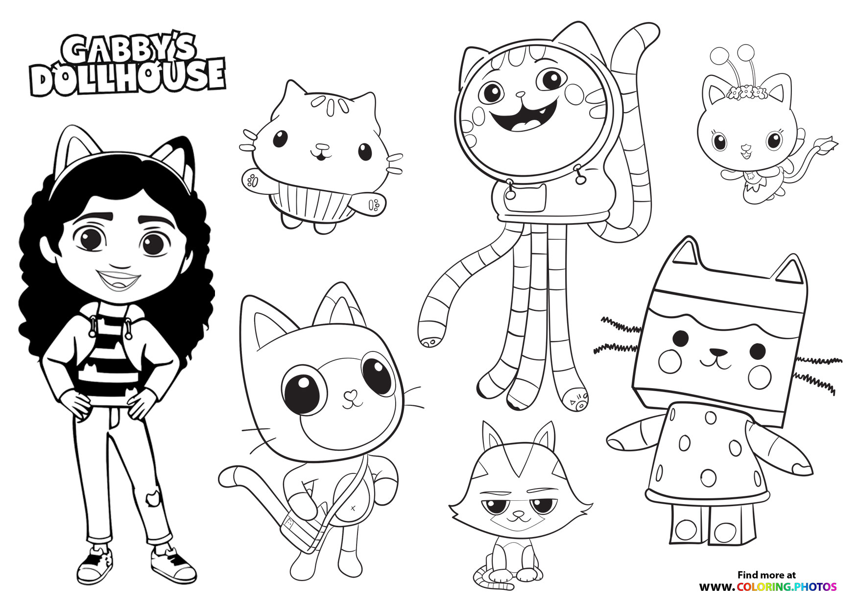 Gaby's Dollhouse all characters Coloring Pages for kids