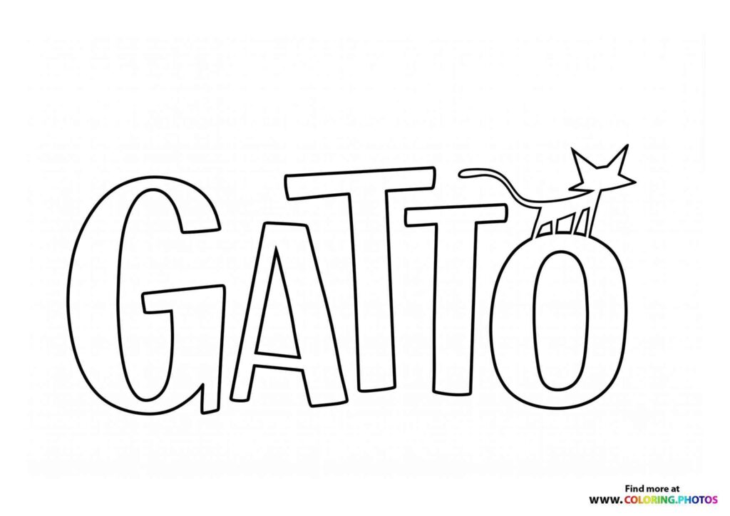Gatto movie logo with magic wand and star coloring page