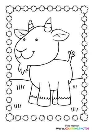 Goat on a field coloring page