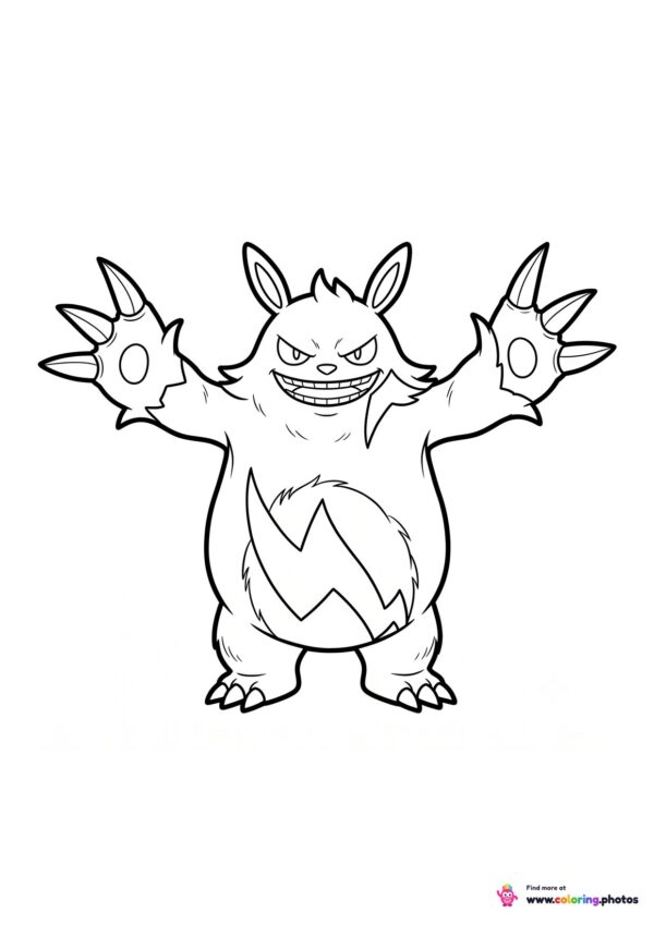 Grizzbolt the electric bear Pal from Palworld coloring page