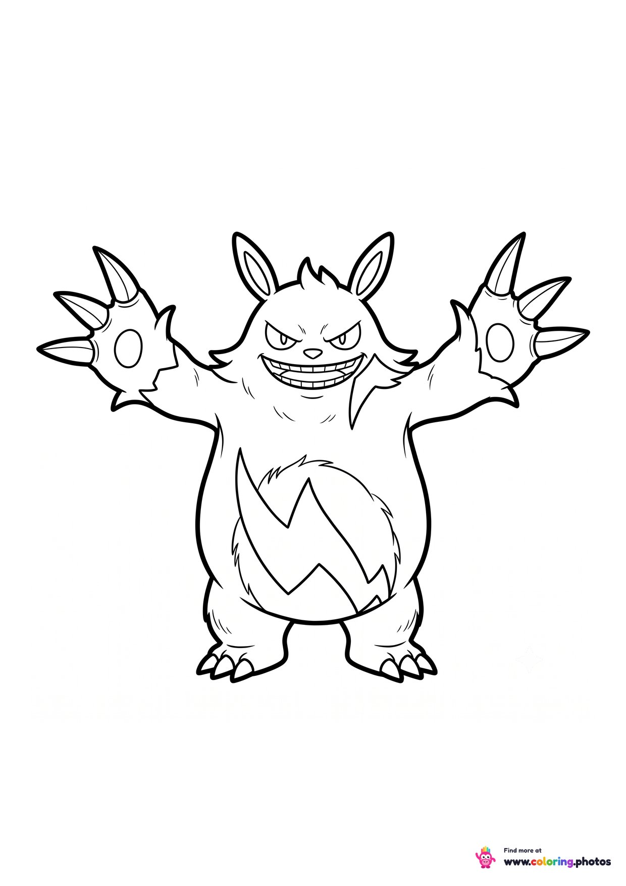 Grizzbolt the electric bear Pal from Palworld coloring page
