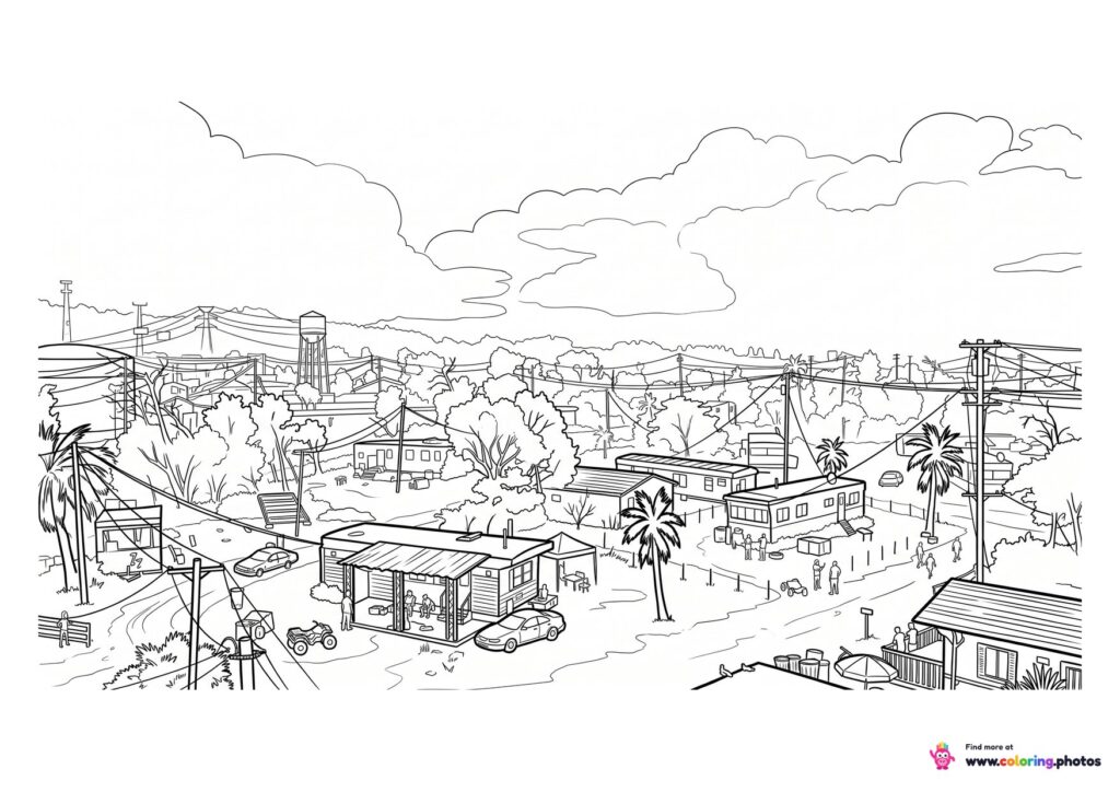 GTA 6 trailer park scene coloring page