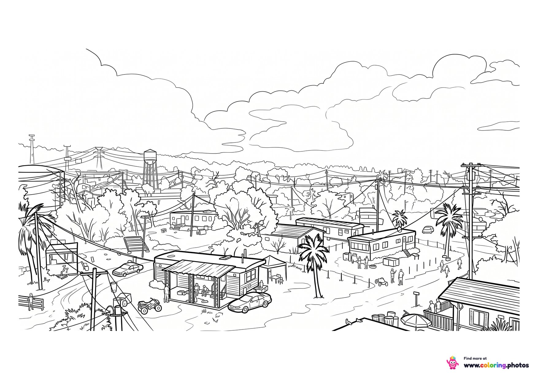 GTA 6 trailer park scene coloring page