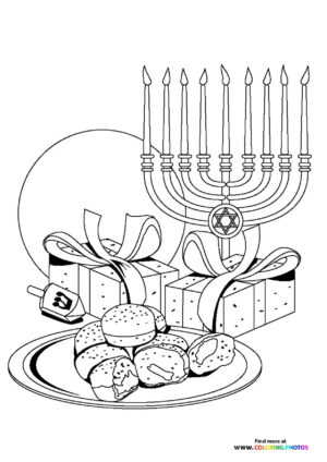 Hanukkah dinner coloring page
