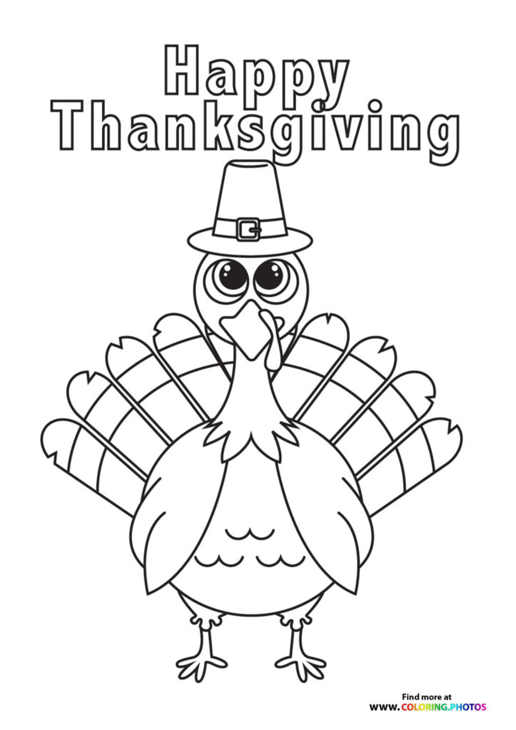 Happy Thanksgiving day family dinner - Coloring Pages for kids