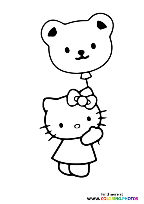 Hello Kitty ballon coloring page