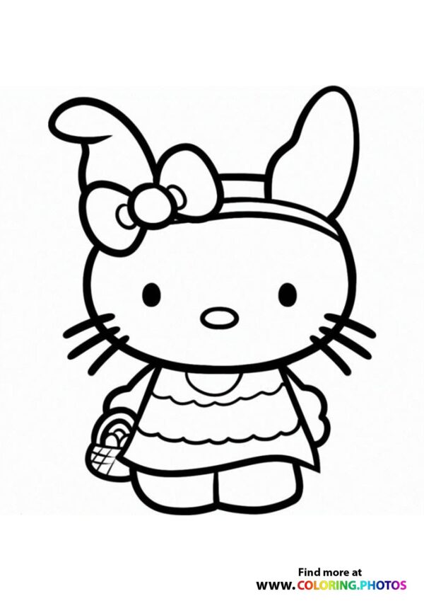 Hello Kitty bunny coloring page