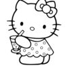 Hello Kitty drinking juice