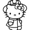 Hello Kitty firefighter coloring page