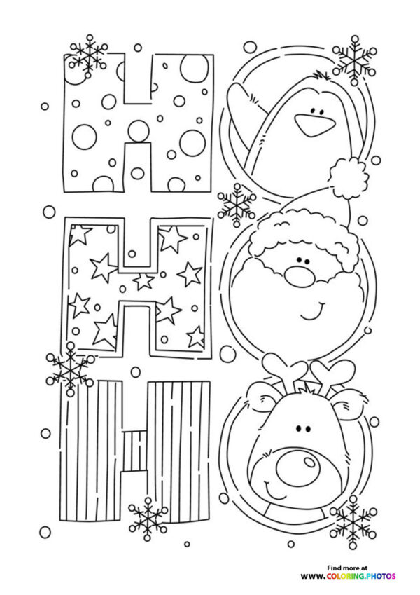 Ho ho ho Marry Christmas coloring page