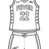 Indiana Fever basketball jersey coloring page showing the top and shorts with number 22