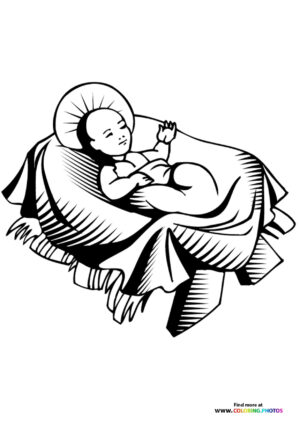 Baby Jesus in manger coloring page