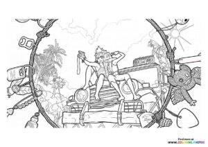 Jo and Raissa on Nakali Island Coloring Page