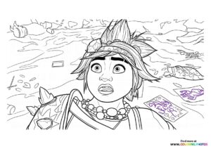 Jo Surprised on Nakali Island Coloring Page