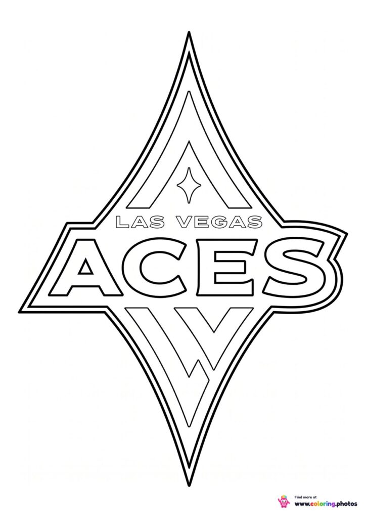 Las Vegas Aces logo coloring page with the team crest in black and white outline