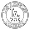 Los Angeles Dodgers logo coloring page with the team crest in black and white outline