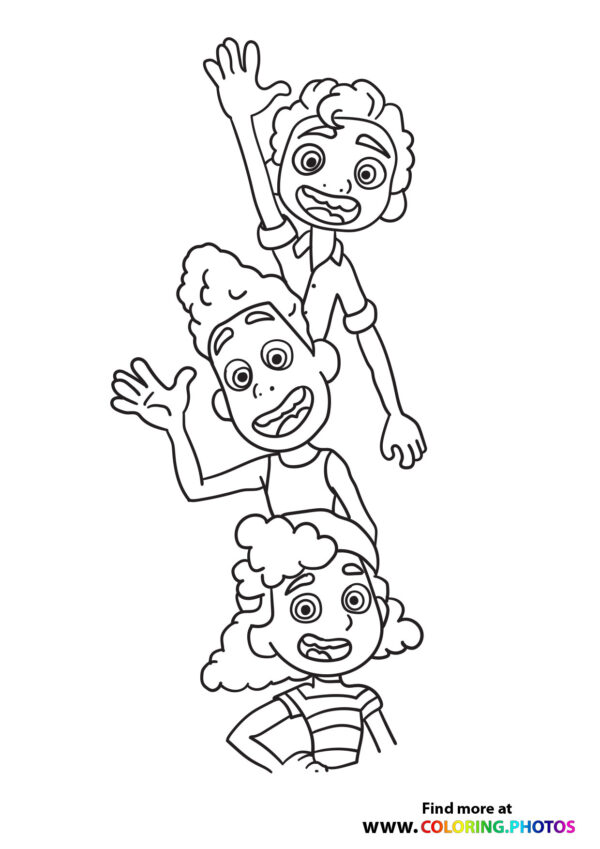 Luca, Alberto and Giulia Coloring Pages for kids