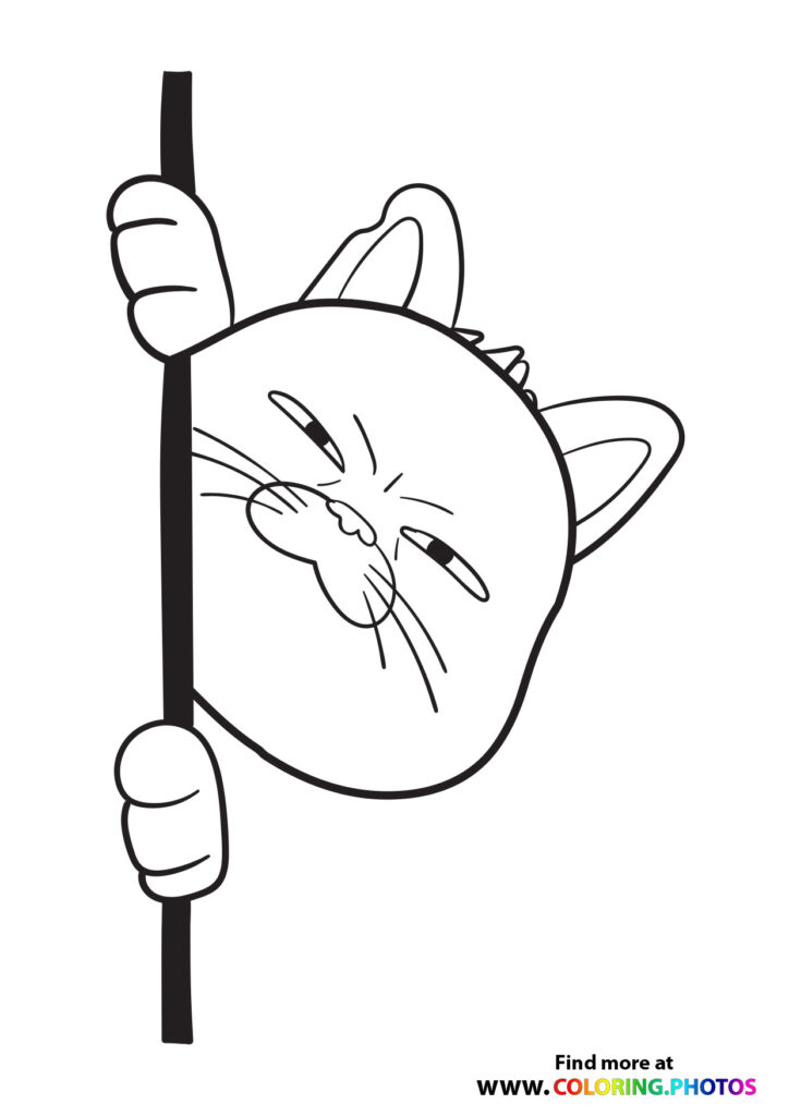 Alberto hugging a pole with his paws and fins coloring page from Ciao Alberto