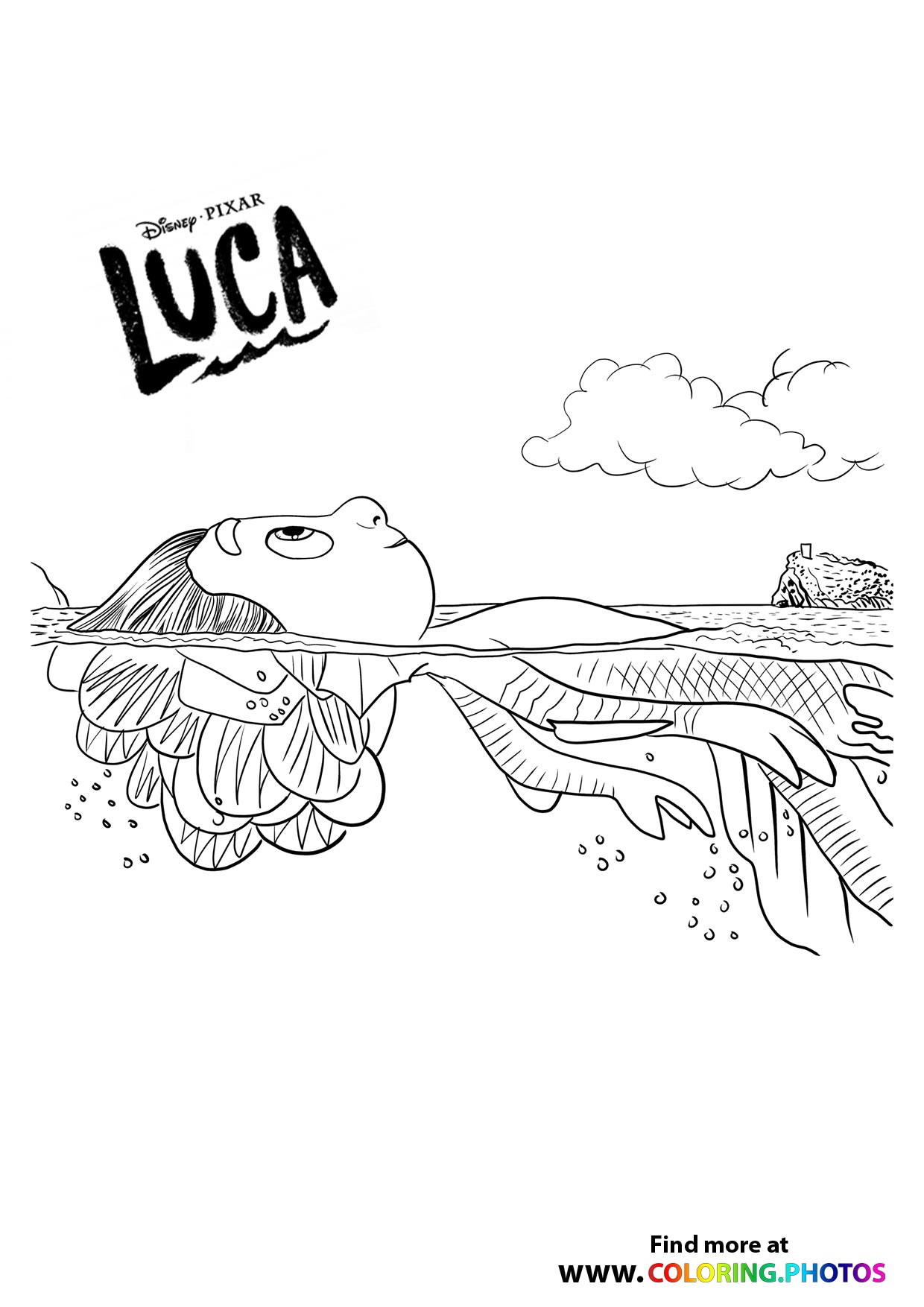 Luca swimming   Coloring Pages for kids