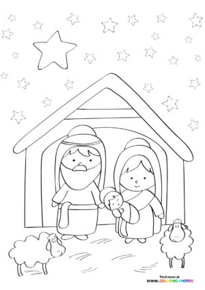Jesus Mary and Joseph coloring page