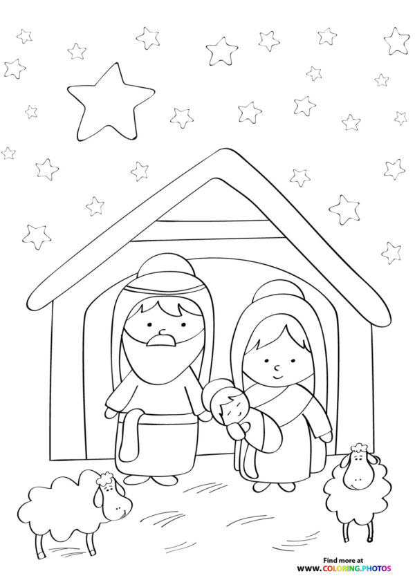 Jesus Mary and Joseph coloring page