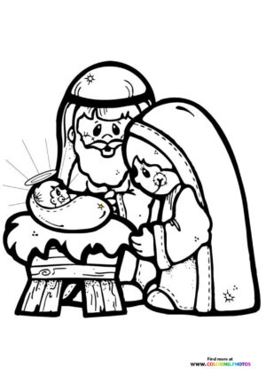 Baby Jesus Mary and Joseph coloring page