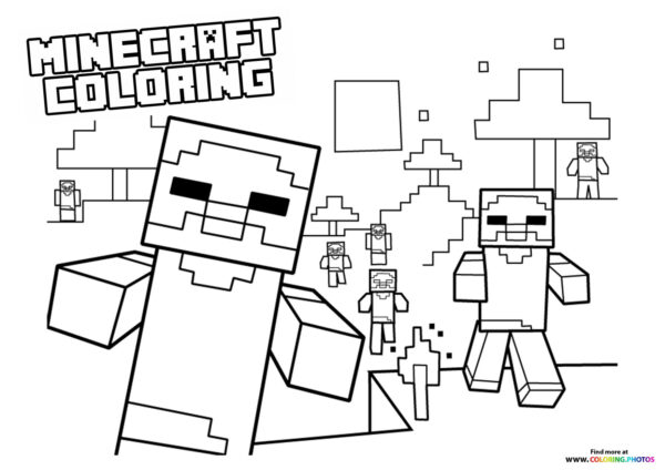 Minecraft zombys coloring page