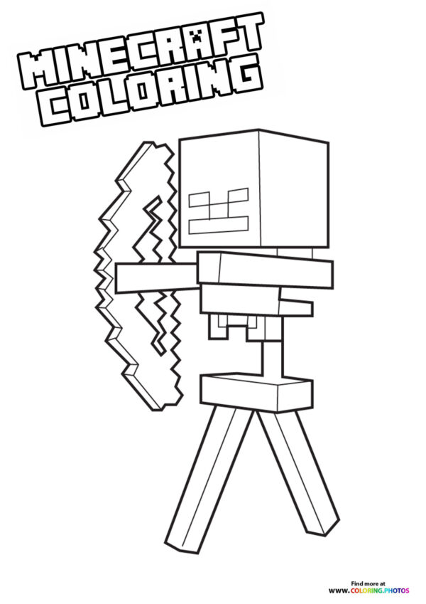 Minecraft character with bow coloring page