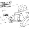Minecraft Steve with a dog coloring page