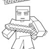 Minecraft Steve with a sword looking good coloring page