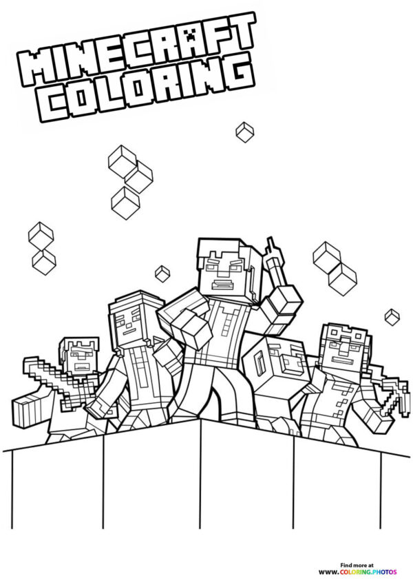 Minecraft universe at war coloring page