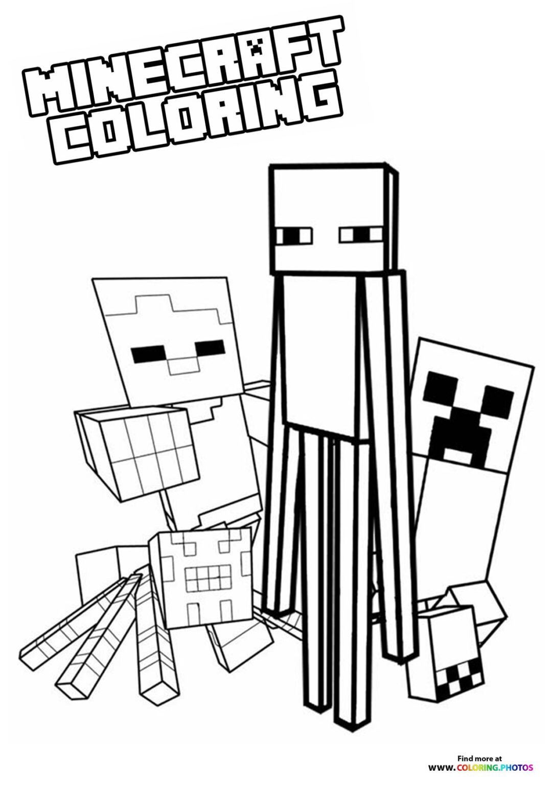 Minecraft enemys - Coloring Pages for kids.