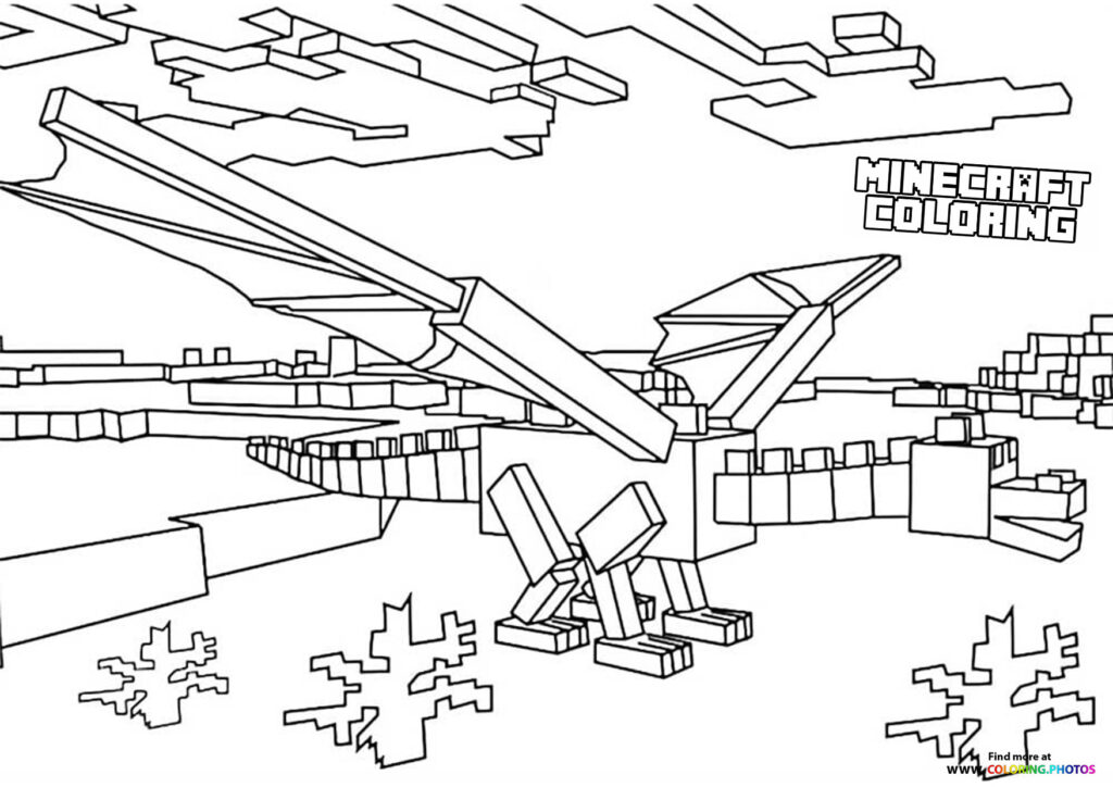 Minecraft Dragon flying coloring page
