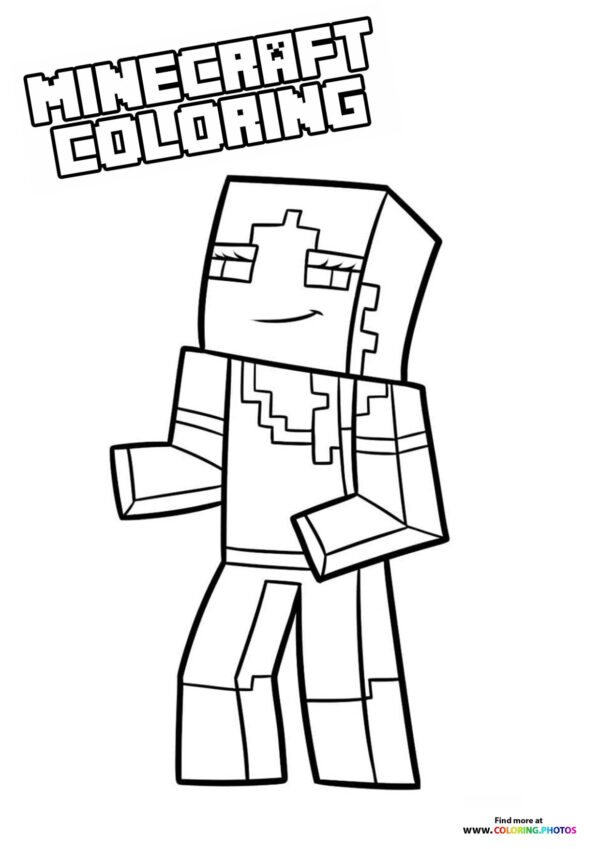Minecraft girl character coloring page