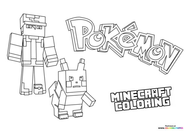 Minecraft Pokemon universe coloring page
