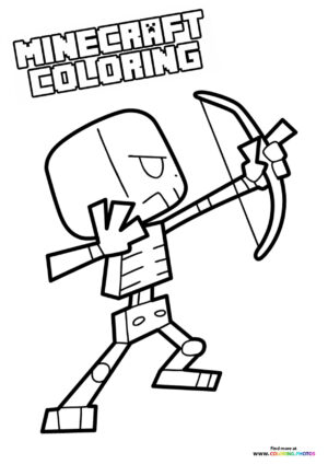 Minecraft Skeleton with a bow coloring page