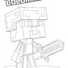 Minecraft mini character with a sword coloring page