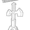Minecraft sword set in stone coloring page