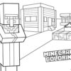 Minecraft town coloring page