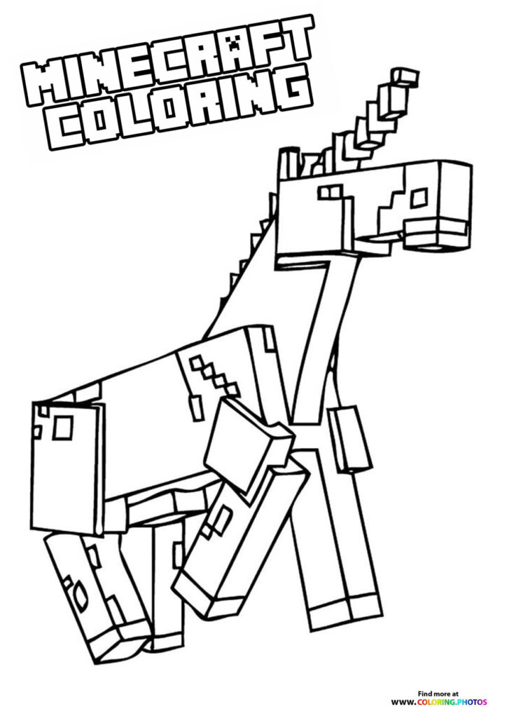 Minecraft llama with saddle and decorative blanket coloring page