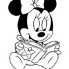 Minnie Mouse baby reading coloring page