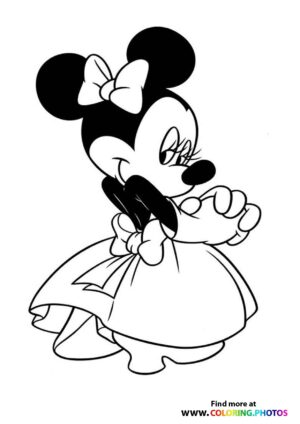 Minnie Mouse in dress coloring page