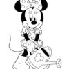 Minnie Mouse watering coloring page